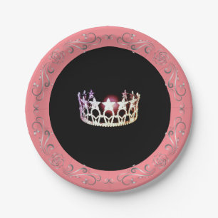 Assiettes En Carton Plates en papier style Miss USA Pink Coral 7"