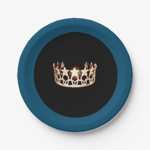 Assiettes En Carton Plates en papier style Miss USA Turquoise & Gold C