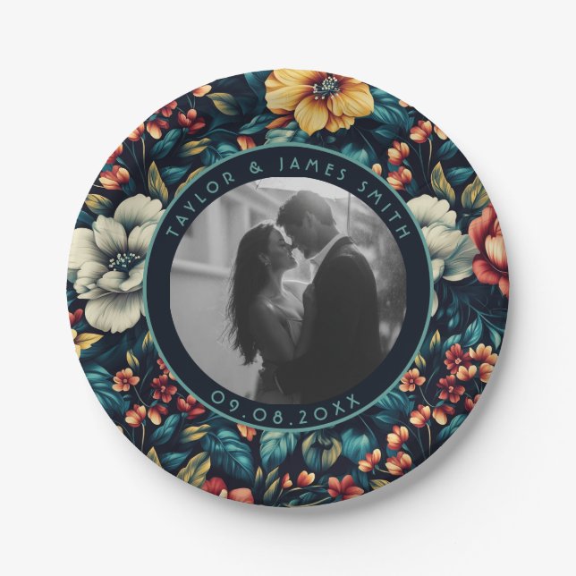 Assiettes En Carton Plates Mariages Roses Pour Bachelorette Party (Devant)