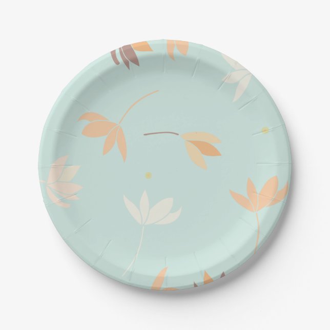 Assiettes En Carton Plato de papel con diseño floral. (Devant)