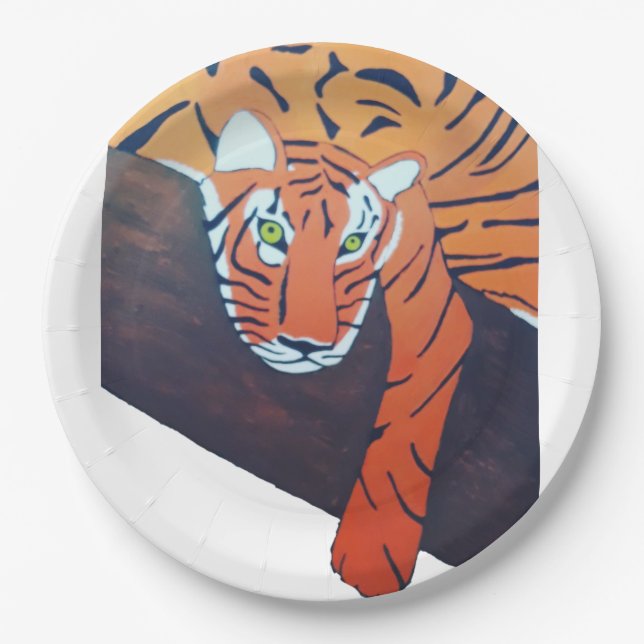 Assiettes En Carton Plato de plástico con diseño Tigre (Devant)