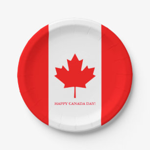Assiettes En Carton Plats canadiens de partie de papier de drapeau