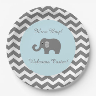 Assiettes En Carton Plats de baby shower d'éléphant dans la copie de