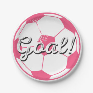 Assiettes En Carton Plats de but de ballon de football - rose