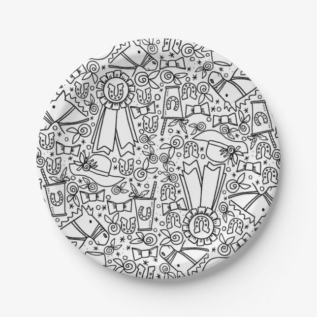 Assiettes En Carton Plats de Kentucky Derby (Devant)