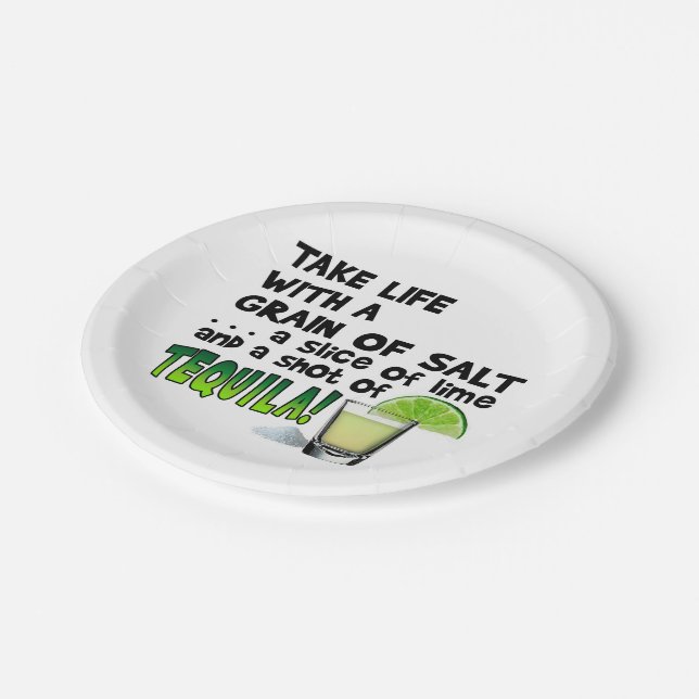 ASSIETTES EN CARTON PLATS DE PAPIER DE COCKTAIL - LA VIE, CHAUX, SEL, (Angle)