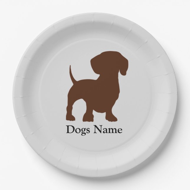 Assiettes En Carton Plats de partie de papier de chien de teckel (Devant)