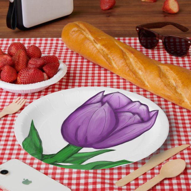 Assiettes En Carton Plats en porcelaine de Tulipe Violette (Pique-nique)