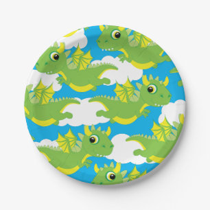 Assiettes En Carton Plats mignons d'anniversaire de dragon magique ęr
