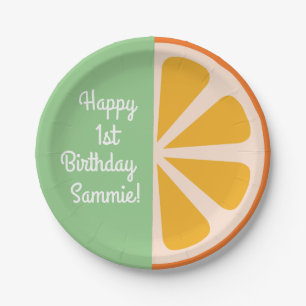 Assiettes En Carton Plats mignons d'anniversaire de tranche orange