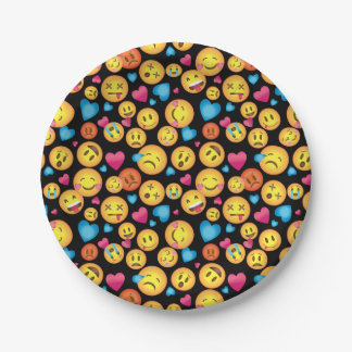 Assiettes En Carton Plats mignons de partie d'impression d'Emoji
