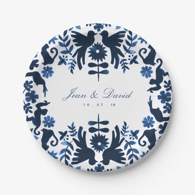 Assiettes En Carton Plats orientés de gâteau de mariage d'Otomi de (Devant)