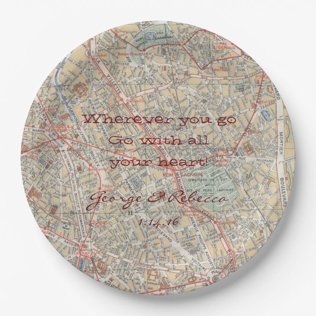 Assiettes En Carton Plats personnalisés de carte (Devant)