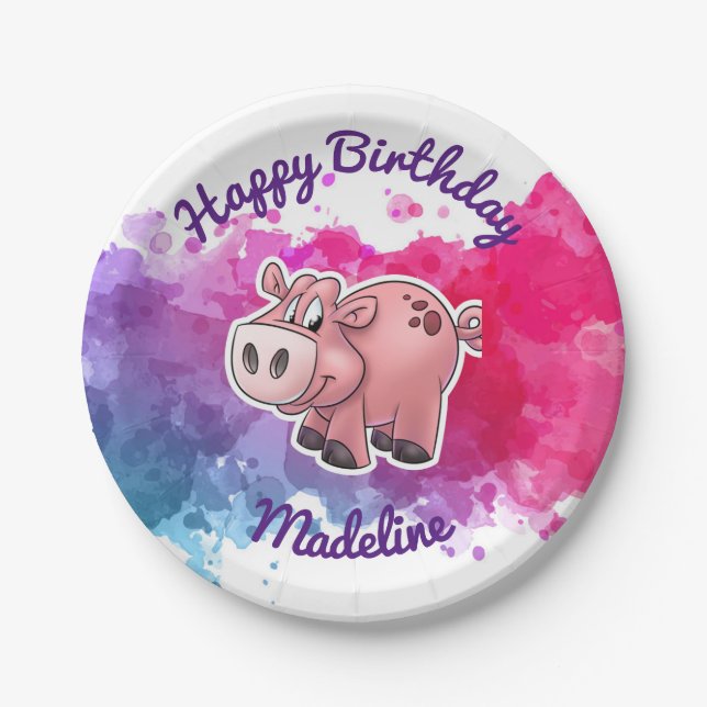 Assiettes En Carton Plats porcins de fête d'anniversaire (Devant)