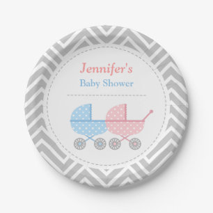 Assiettes En Carton Plats roses bleus de baby shower de jumeaux de