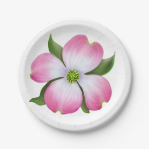 Assiettes En Carton Plats roses de fleur de cornouiller