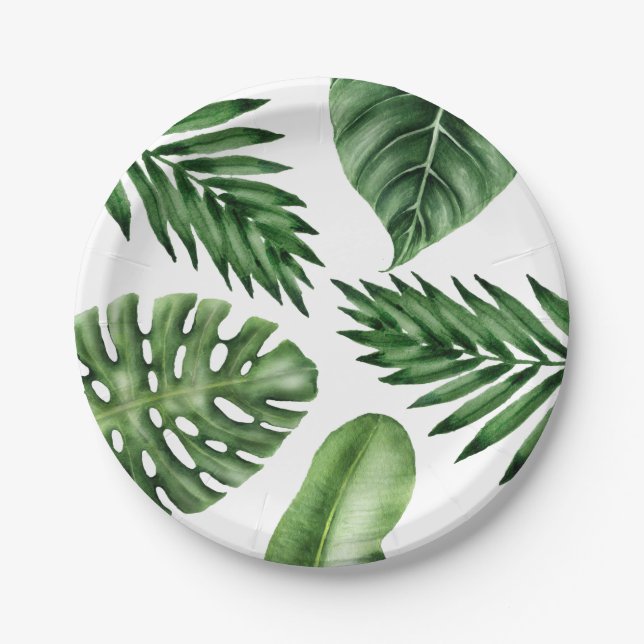 Assiettes En Carton Plats tropicaux de partie de feuille (Devant)