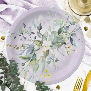 Assiettes En Carton Pluie de Lavande Violette Aquarelle pour Baby Show