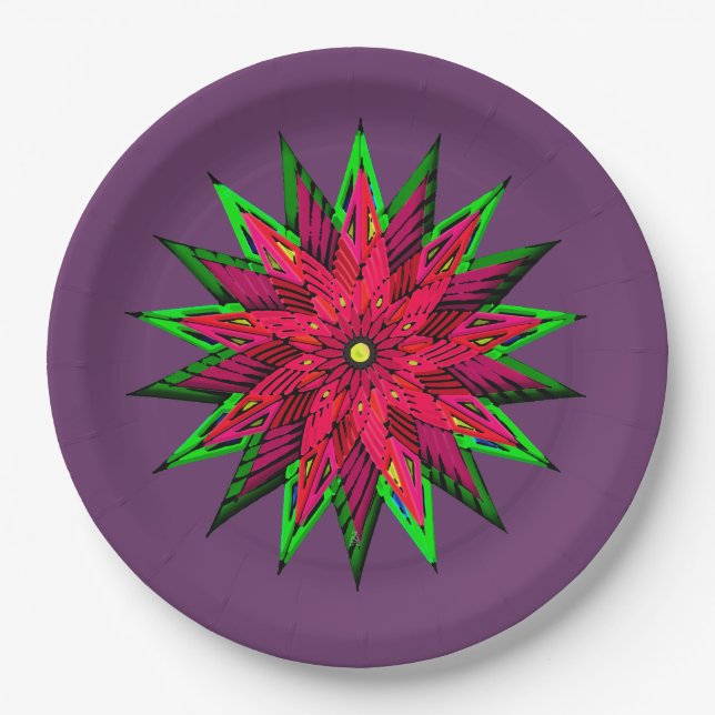 Assiettes En Carton Plum Merveilleux Poinsettia WOW (Devant)