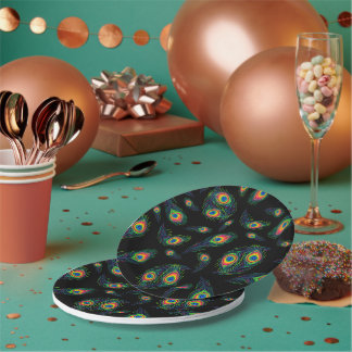 Assiettes En Carton Plumes de paon