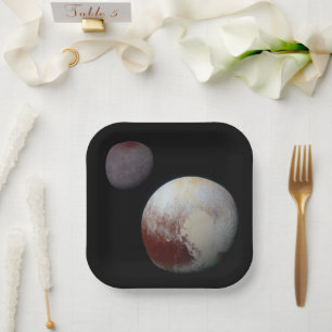Assiettes En Carton Pluton & Charon 9ème ou Système Solaire de la Plan