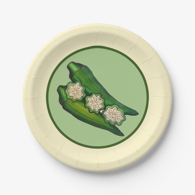 Assiettes En Carton Pods Okra Veggie Veggie Gumbo Southern Food (Devant)