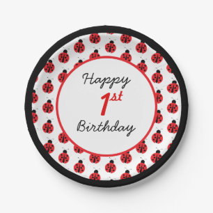 Assiettes En Carton Point Polka d'anniversaire de Little Ladybug