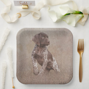 Assiettes En Carton Pointeur allemand à poils courts, Deutsch Kurzhaar