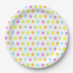 Assiettes En Carton Points colorés dans des couleurs pastel