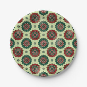 Assiettes En Carton Points du cercle géométrique Vintage Boho Mandal