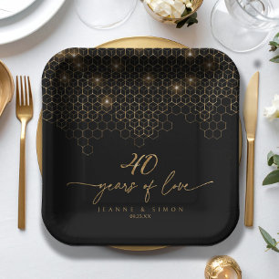 Assiettes En Carton Points forts Gold 40th Anniversary ID1165