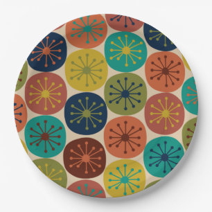 Assiettes En Carton Points rétro Vintage les années 50 du milieu du