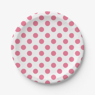 Assiettes En Carton Points roses et blancs