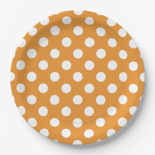 Assiettes En Carton Pois blancs sur ambre