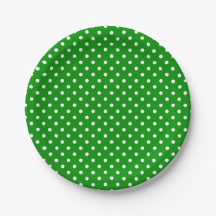 Assiettes En Carton Pois blancs sur vert