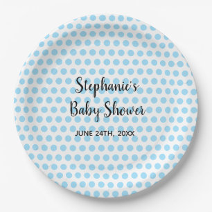 Assiettes En Carton Pois Bleu Baby shower Blanc Garçons Filles mignonn