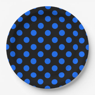 Assiettes En Carton Pois bleu et noir