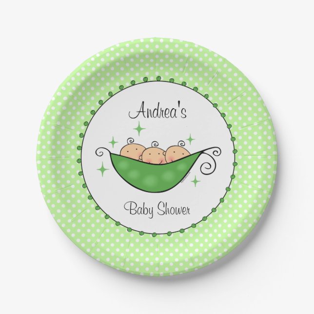 Assiettes En Carton Pois dans des mes triplets de cosse (Devant)