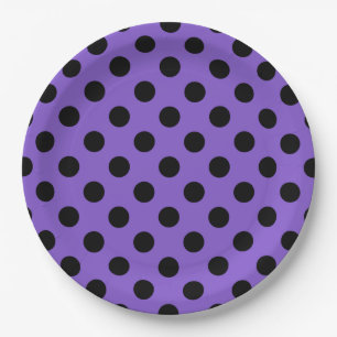 Assiettes En Carton Pois noirs sur lavande