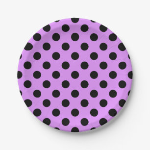 Assiettes En Carton Pois noirs sur lilas