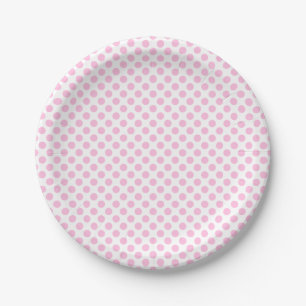 Assiettes En Carton Pois rose avec l'arrière - plan personnalisable
