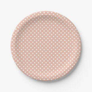 Assiettes En Carton pois rose d'or/blush et blanc