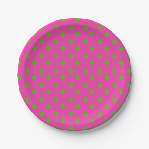 Assiettes En Carton Pois rose et vert de très bon goût