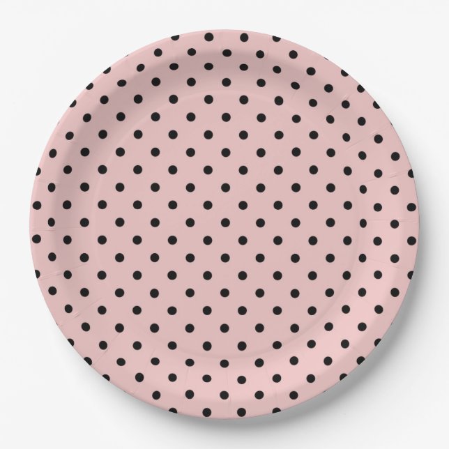 Assiettes En Carton Pois rose noir (Devant)