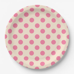 Assiettes En Carton Pois roses à la crème