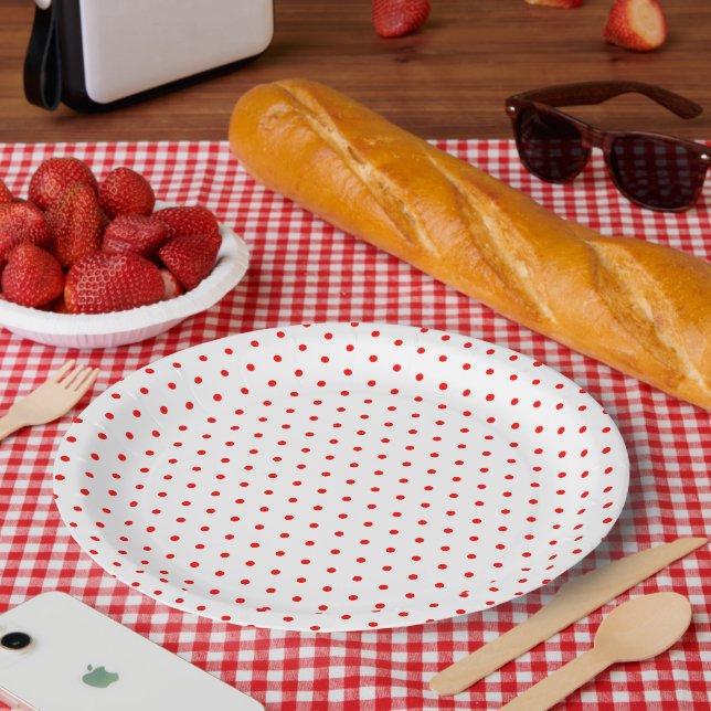 Assiettes En Carton Pois rouges (Pique-nique)