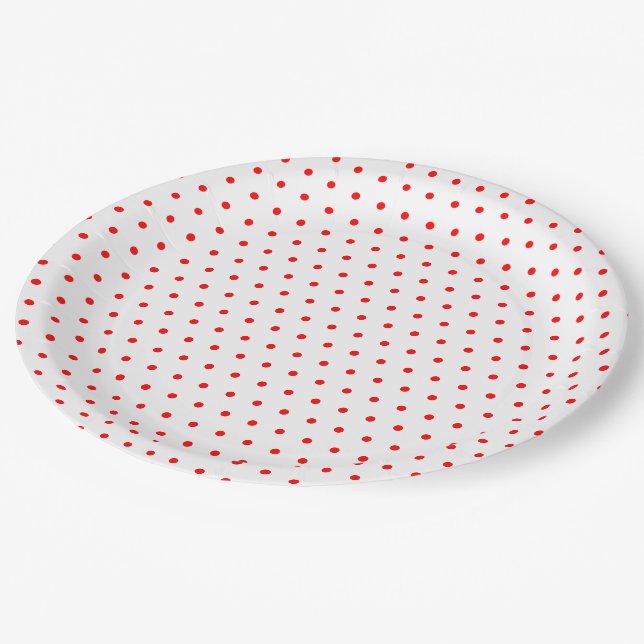 Assiettes En Carton Pois rouges (Angle)