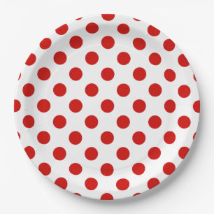 Assiettes En Carton Pois rouges et blancs