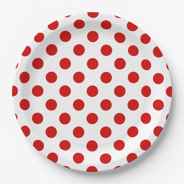 Assiettes En Carton Pois rouges et blancs (Devant)