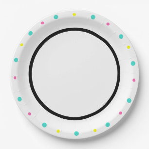 Assiettes En Carton Pois Turquoise Yellow Rose Noir
